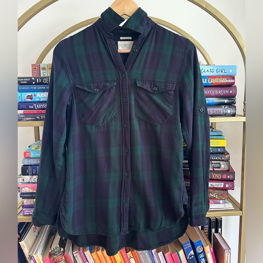 Ralph Lauren Denim & Supply RL Surplus Black Watch Plaid Cotton Shirt 🏕️🐎